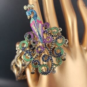 Betsey Johnson Icy Gold Peacock Stretch Bracelet 7" Morocco Adventure Fairycore